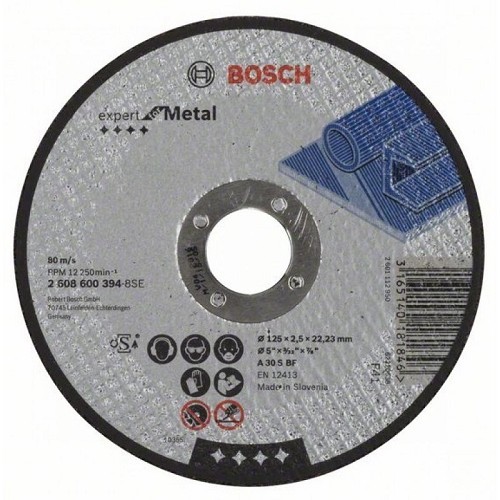 Диск за рязане на неръждаема стомана и метал Bosch, ф125×1.6 мм / 2608603172